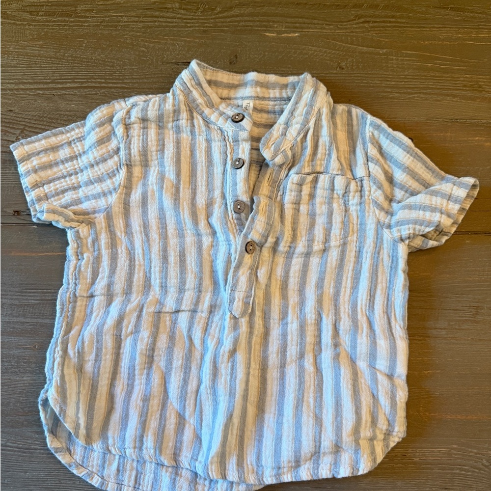 Rylee + Cru Short Sleeve Button Down Striped Shirt